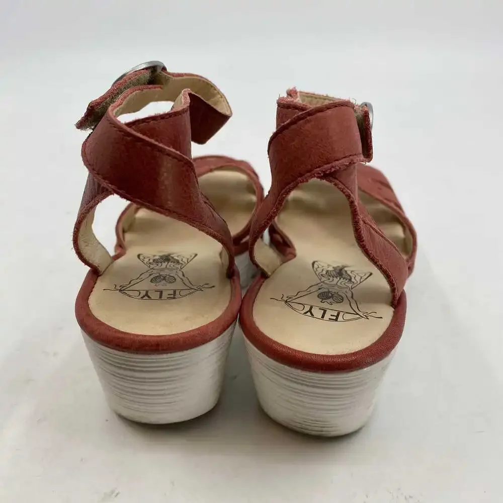 Fly London Red Leather Wedge Sandals | Size 38EU